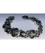 Made In SIAM Vintage Black Enamel Dancer Panel Bracelet Sterling Silver ... - $128.74 CAD