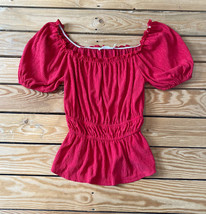 lush women’s Peplum short Sleeve blouse size S red I10 - £10.57 GBP