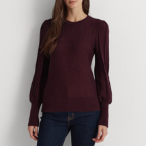 Lauren Ralph Lauren Sz L Puff Sleeve Sweater Dark Red Reverse Jersey $125! - £38.98 GBP