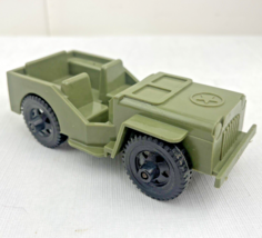 Vintage TIM MEE Toys Army Jeep Diecast Plastic Green 5.5&quot; Aurora Illinois USA - £4.66 GBP