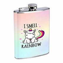 Rainbow Unicorn Hip Flask Stainless Steel 8 Oz Silver Drinking Whiskey Spirits E - £7.97 GBP
