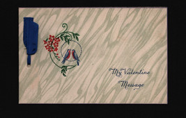 Vintage Valentines Day Card With Ribbon Blue Birds 1918 - £8.15 GBP