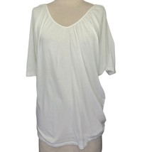 White Cotton Blend Short Sleeve Top Size Small  - £19.42 GBP