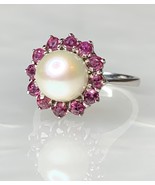 18K White Gold Vintage Pearl Ruby Ring - $1,250.00