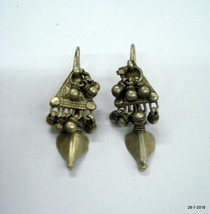 vintage antique ethnic tribal old silver earrings belly dnace gypsy jewelry - $117.81