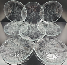 8 Arcoroc Canterbury Dinner Plates Set Clear Floral Etch Emboss Dish France Lot - $78.97