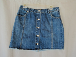 Highway Jeans skirt mini  cut-off 9/10 button front medium wash cotton poly - $10.73