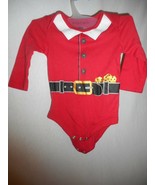 Cute red Santa outfit Holiday one piece snap crotch long sleeve legless - $6.39