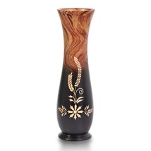 Floral in the Garden Hand Craved 14-inch Mango Tree Wood Vase - £21.00 GBP