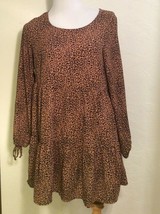 Leopard Print Baby doll Dress Long Sleeve Size Small Wild Fable Boho - £12.33 GBP