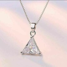 3 CT Trillion Solitaire Imitation Diamant Pendentif Collier 925 Argent Sterling - £161.23 GBP