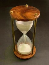 Timer Nautical Vintage Sand Clock Gift 5&#39;&#39; Hourglass Marine Brass &amp; Wood... - £19.53 GBP