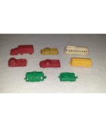 Vintage 1950&#39;s Lot of 8 Mini Hard Plastic Delivery Trolley Trains Tow Tr... - $15.00