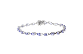 Size 8 Pear Shaped Tanzanite Rhodium Sterling Silver Tennis Bracelet - £415.65 GBP