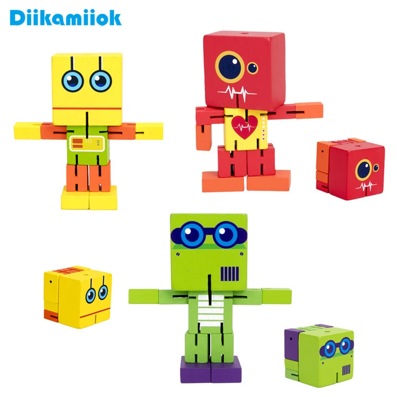 New Wooden Deformed Robot Kids Educational Toys for Children Hands Training Game - £15.05 GBP