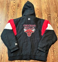 Vtg Chicago Bulls Starter Jacket XL Air Jordan Era NBA Basketball Parka - £70.25 GBP