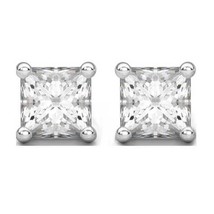 0.50 CT Princesse Solitaire Boucles D&#39;Oreilles Argent Massif Zircone - £28.12 GBP