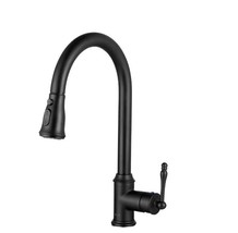 AKDY Single-Handle Pull-Down Sprayer Kitchen Faucet w/Flexible Hose, Matte Black - £71.67 GBP