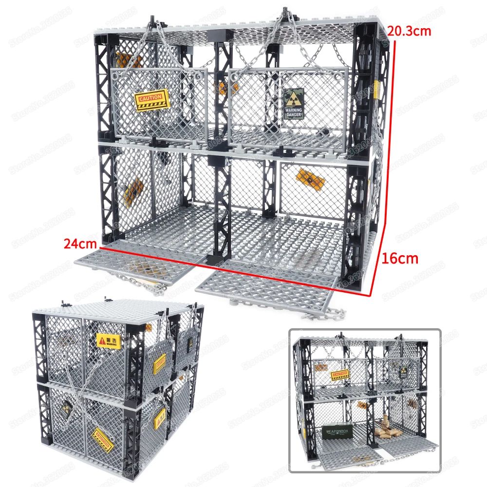 Net Wall Bucket Cage Double Layer Building Block Figures Duel Arena Captivity - £22.83 GBP+