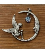 Silver Tone Fairy Crescent Moon Pendant Fantasy Fashion Jewelry - $7.99