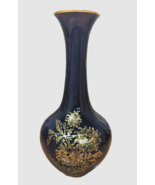 Royal KPM Echt Cobalt Blue Vase With Gold Trim Flowers Design Bavaria Germany - $47.36