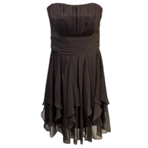 Davids Bridal Womens Dress Brown Ruched Strapless Chiffon Above Knee Formal 4 - £35.14 GBP