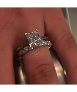 2.68Ct Finto Diamante Taglio Princess Fidanzamento Anello Vero 14k Bianc... - $70.61