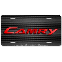 Toyota Camry Text Inspired Art Red on Grill FLAT Aluminum Novelty Licens... - $17.99