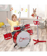 Kids Jazz Drum Keyboard Set with Stool and Microphone Stand-Red - Color:... - $144.49