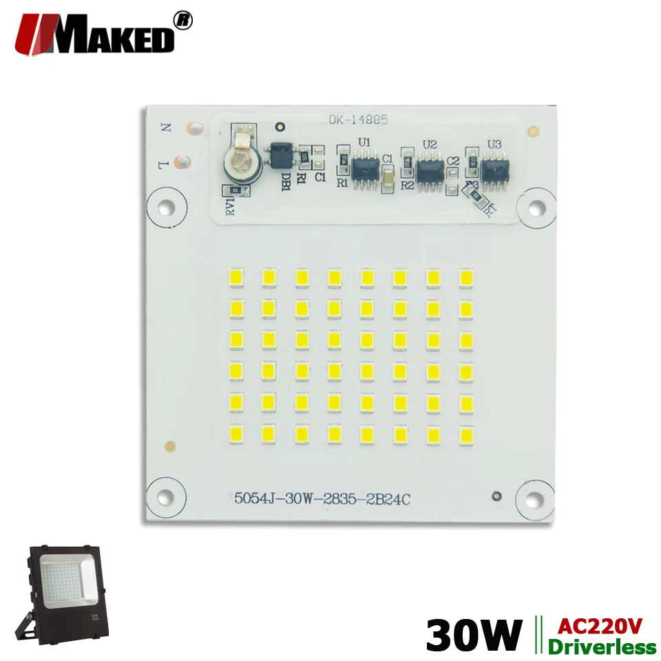 AC220V SMD 2835 LED PCB 30W 82x82mm LED Floodlight Module Aluminum plate... - $154.91