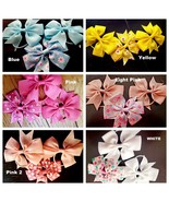 3 Pcs Plain &amp; Print Grosgrain Ribbon Bowknot Ponytail Hair and Clip Bow Set - $13.70 CAD+