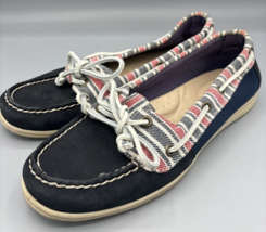 Sperry Top Sider Firefish Navy Stripe Boat Shoes Leather  Women’s Loafer... - $341.00 MXN