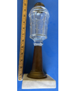Antique Sandwich Whale Oil Lamp Brass Column Collar &amp; Marble Base - $171.69 CAD
