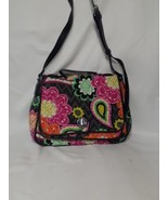 EUC Vera Bradley Crossbody Messenger Bag Purse, Turnlock Ziggy Zinnia Pa... - $21.34