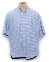Harvie &amp; Crosbie Oxford Men’s Blue Plaid Button Up Short Sleeve Shirt XL... - $19.31
