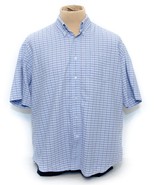 Harvie &amp; Crosbie Oxford Men’s Blue Plaid Button Up Short Sleeve Shirt XL... - £15.19 GBP