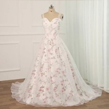 Beautiful Dress Floral Print Wedding Dress Plus Size Sleeveless Sweetheart Pleat - £316.53 GBP