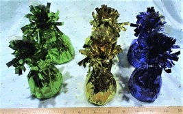 Set of 6 (2ea. Gold Green Purple) Balloon Weights by Unique Party Favors... - £16.50 GBP