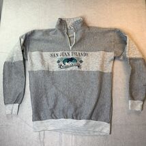 Vintage San Juan Islands Orca Whale Pullover XXL Made USA 90s Stripe Qua... - $32.00