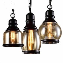 Loft Vintage Retro Pendant Lamp Industrial Style Amber Glass Lamp Bar Restaurant - £37.10 GBP