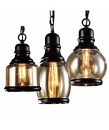 Loft Vintage Retro Pendant Lamp Industrial Style Amber Glass Lamp Bar Re... - £36.70 GBP