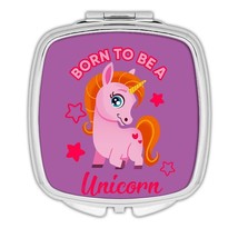 Born to Be a Unicorn : Gift Compact Mirror Cute Horse Kids Children Star Purple - £10.38 GBP