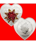 2019 Happy Valentine&#39;s Day Silver Proof Coin Swarovski Crystal Rose Cook... - £94.77 GBP