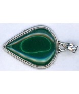 Green Agate Pendant mounted in Silver frame with a Heart shape design - $53.41 CAD