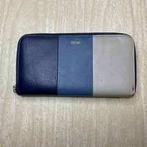 Xenia Style - Women&#39;s Zip Around Clutch Handbag – Blue &amp; Gray Genuine Leather - £5.31 GBP