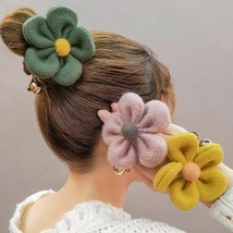 Flower Hair Tie Scrunchies Hair Accessories Clips Barrette Yellow Green Pink - £7.96 GBP