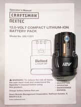 CRAFTSMAN NEXTEC BATTERY DIEHARD 320.11221 12V 12 VOLT LITHIUM ION LION ... - $66.48