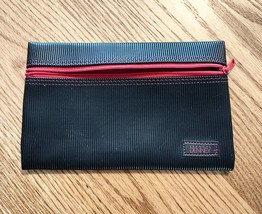 Frances DENNEY Zipper Pocketbook-Clutch Makeup Bag Black Pinstriped and Pink Zip - £7.44 GBP