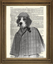 Sherlock Holmes Aufdruck: Beagle Detektiv Antik Wörterbuch Aufdruck Hund Art - £5.12 GBP