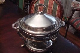 Elegant server glass silverplate casserole with warmer, made in Hong Kong[a4] - £30.05 GBP